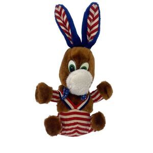 Vintage Nadel and Sons Donkey Plush Lefty Political Patriotic Stuffed Clippings